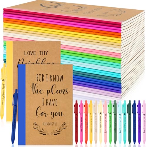 Resurhang 30 Set Christian Gifts Bulk Bible Notebook Religious Pen,Rainbow - color: Rainbow