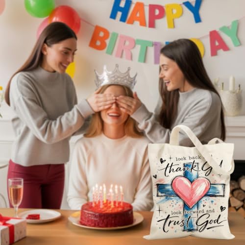 Faith Canvas Tote Bag, Christian Gifts for Women Mama Sister Inspirational Bible Verse Birthday Christmas - color: Christian 884