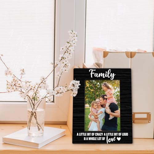 Family Picture Frame 5x7, Family Photo Frame, Christmas Birthday Gifts for Families Mom Dad Grandma Grandpa, A Whole Lot of Love Black Wooden Picture Photo Frames for Desk Home Room Decor - color: family love