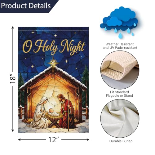 Louise Maelys Christmas Nativity Garden Yard Flag 12x18 Inch