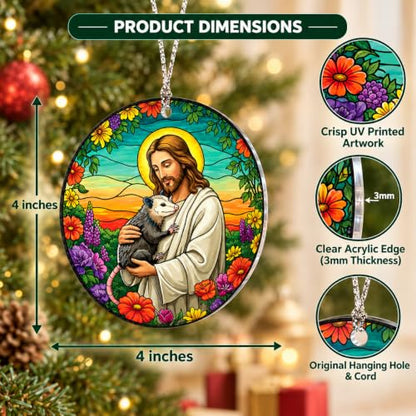 Jesus Ornaments for Christmas Tree, Jesus Hugging Possum Ornament 2026 - color: Jesus Opposum