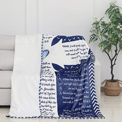 Christian Gifts for Women and Men Bible Verse Throw Blanket Super Soft Fleece Blanket Religious Gifts Inspirational and Spiritual Scriptures Blankets - color: Dark Blue, size: 50x60inches(130x150cm)