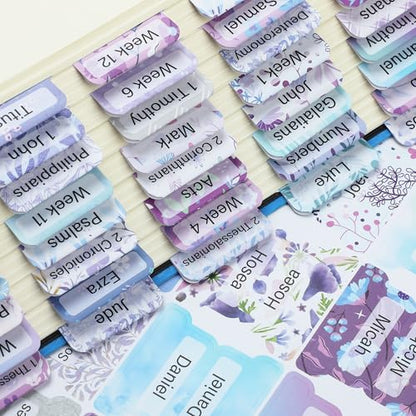 Mr. Pen- Laminated Bible Tabs, 120 pcs, Easy-to-Read & Apply - color: Lavender Breeze