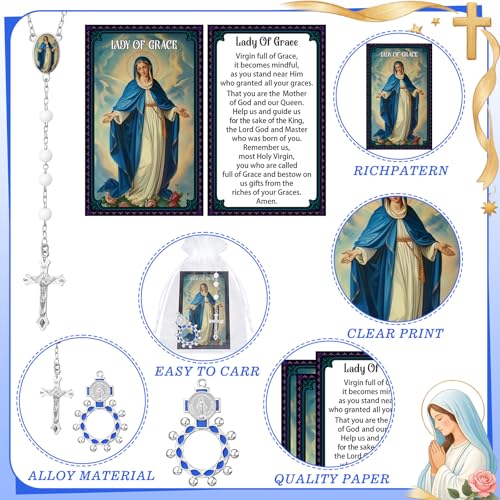 40 Pcs Catholic Gifts Prayer Card Rosary Beads Necklace, Virgin Mary - style: Virgin Mary