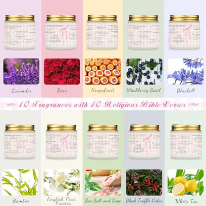 Lewtemi 10 Jars Christian Candles Gift Bulk, White, Pink Bow Coquette - color: White, style: Pink Bow Coquette