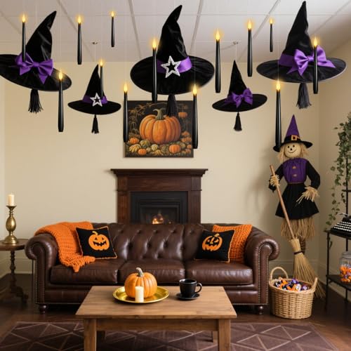 Black Floating Candles with Wand Remote, Hanging Halloween Decorations - color: 12pcs(Black)