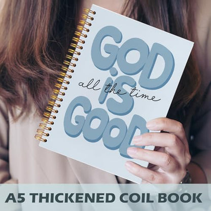 Yhtrg Blue Preppy God Is Good Notebooks, Brown Christian Spiral Notebook Gift for Women, Bible Journaling Notebooks for Office School Supplies, 5.5x8.3 Inch - color: god10