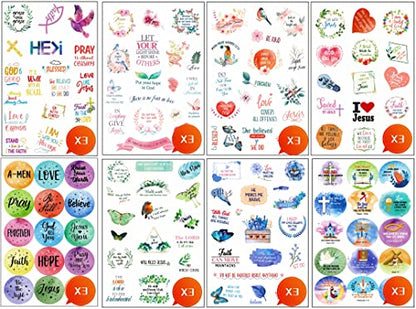 24 Sheets Inspirational Christian Stickers for Journaling, Bible Stickers - style: 24 Sheets Bible Stickers