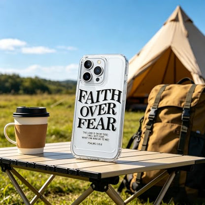 Bible Phone Case Faith Over Fear Christian Bible Verse Psalms 118:6- TPU Frame Full-Body Protective Cover for iPhone 17/16/15/14/13 Pro Max, Pro, Plus - IP 16 Clear - color: Clear, size: iPhone 16