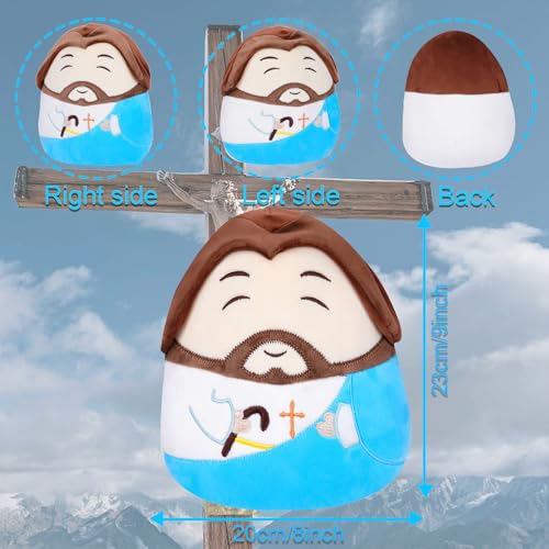Jesus Plush Pillow Christian Gifts - Jesus Stuffed Animal Perfect Religious with Prayer Design Blue 10 Inch - style: Blue Jesus Pillow