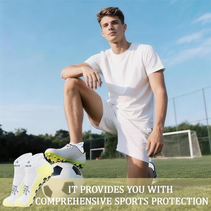 Christian Soccer Socks,Cross Grip Anti Slip Religious Football Socks with Rubber Dots for Youth and Men - color: 2 Pcs Yellow(men's)