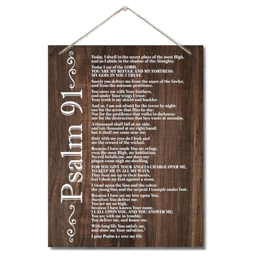 Inspirational Wood Art Signs, Psalms 91 Wall Sign, Hanging Printed Wall Plaque Wood Signs, Bible Verse Print, Christian Scripture for The Home or Office Decor, Christian Wall Decor 10 X 7.8 inch E - color: Color 06