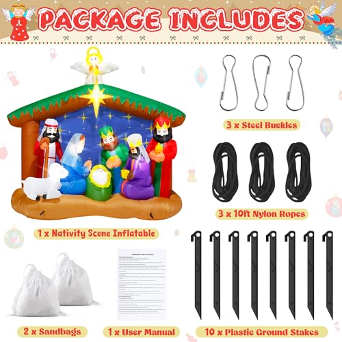 8FT Christmas Inflatables Nativity Scene, Blow Up Christmas Outdoor Decor