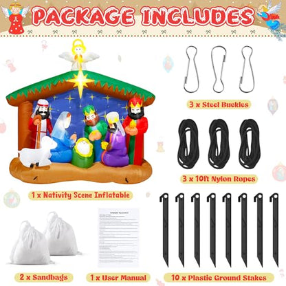8FT Christmas Inflatables Nativity Scene, Blow Up Christmas Outdoor Decor