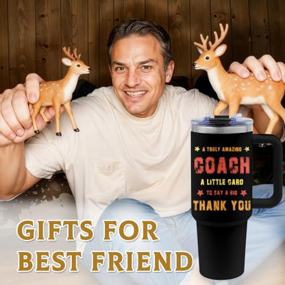 Coach Gifts, 40oz Tumbler with Handle, Stainless Steel Coffee Mug - color: Coach-White