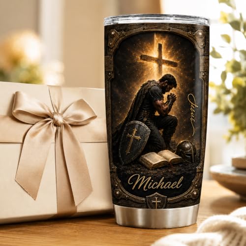 Personalized Christian Gifts For Men - A Child Of God Man Of Faith Bible Tumbler V17 - Warrior Christ Religious Faith For Dad, Husband, Grandpa on Fathers Day, Christmas, Birthday - color: CH-VAR-17