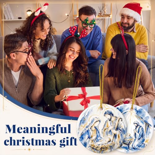 Kajaia 6 Pcs Nativity Scene Ornaments Religious Nativity Xmas Decor, Round