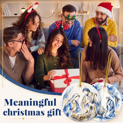 Kajaia 6 Pcs Nativity Scene Ornaments Religious Nativity Xmas Decor, Round