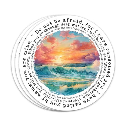 3PCs Do Not Be Afraid Sticker Inspirational Christian Bible Verse Sticker Sunset Religious Faith God Jesus Catholic Waterproof Vinyl Stickers For Laptop Water Bottle Decals Gifts For Adults Kids 3"x3"