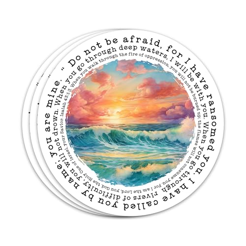 3PCs Do Not Be Afraid Sticker Inspirational Christian Bible Verse Sticker Sunset Religious Faith God Jesus Catholic Waterproof Vinyl Stickers For Laptop Water Bottle Decals Gifts For Adults Kids 3"x3"