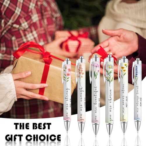 6Pcs Christian Pens for Women - Floral Bible Verse Ballpoint Pens with Inspirational Quotes, Religious Gifts for Women, Friend, Daughter and Church, Uplifting Office and School Supplies - style: Christian
