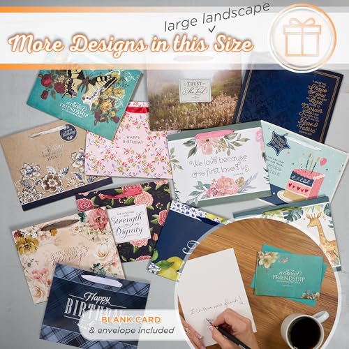 Christian Art Gifts Large Gift Bag with Card & Tissue Paper, Proverbs 27:9 - color: Friendship/Teal, style: Large Landscape