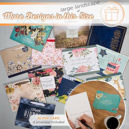 Christian Art Gifts Large Gift Bag with Card & Tissue Paper, Proverbs 27:9 - color: Friendship/Teal, style: Large Landscape