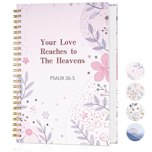 Christian Journals for Women - Spiral Bible Notebook for Her| Prayer & Bible Journaling for Women, Cute Floral Writing Church Notes Notebook & Inspirational Religious Gift for Christians, PSALM 36:5 - color: 2-Christian-Notebook