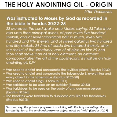 Exodus 30:22-25 Sacred and Holy Anointing Oil, Made from Scratch with Myrrh, Calamus, Cinnamon, Cassia, and Olive Oil Herbal Spices and Essential Oils - 10 mL