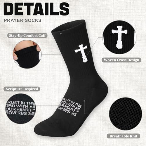 24 Pairs Verses Cross Prayer Socks,Christians Gifts for Men