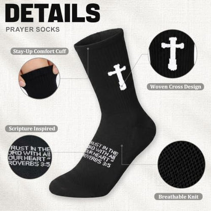 24 Pairs Verses Cross Prayer Socks,Christians Gifts for Men
