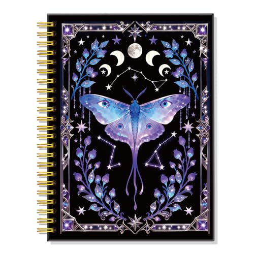 ERHACHAIJIA Luna Moth Bullet Lined Spiral Notebook Gifts for Women Student - color: Purple-blue