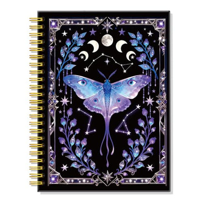 ERHACHAIJIA Luna Moth Bullet Lined Spiral Notebook Gifts for Women Student - color: Purple-blue