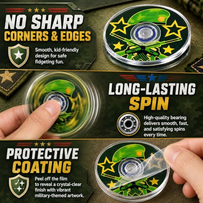 52 Pack Army Party Favors Fidget Spinner for Kids Birthday, Military Fidget Spinner Bulk for Classroom Rewards, Goodie Bag Stuffers, Soldier Party Supplies - color: Tl-sa-3-camouflage