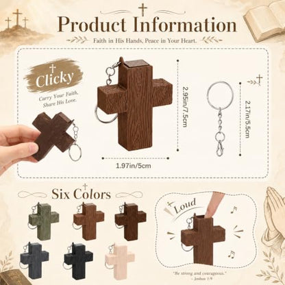 Kenning 12 Pcs Christian Clicker Keychain 3D Fidget Toy - style: Cross