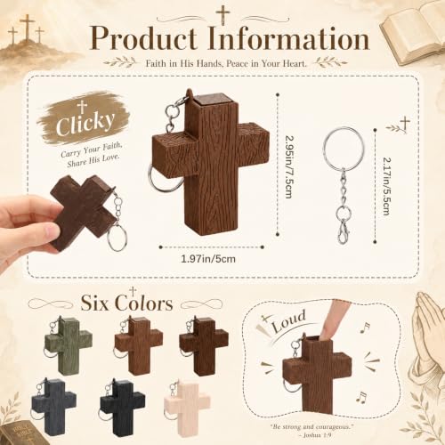 Kenning 12 Pcs Christian Clicker Keychain 3D Fidget Toy - style: Cross