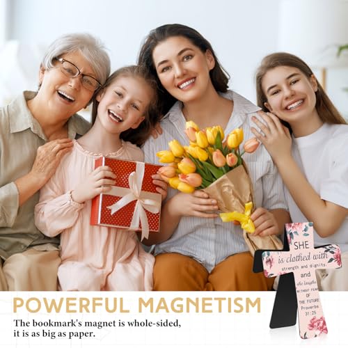 Resurhang 48 Pcs Magnetic Bookmark Cross Bible Verse Marker, Flower - style: Flower