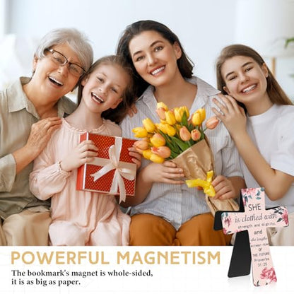 Resurhang 48 Pcs Magnetic Bookmark Cross Bible Verse Marker, Flower - style: Flower