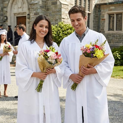 Populus 6-Pack Unisex Adult Matte Choir Robes for Church, Graduation Gowns - color: White, size: Size 51
