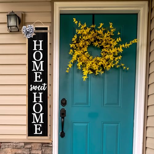 TQianJiang Outdoor 2in1 Welcome Sign for Front Porch Standing 45"X9" Wood - color: 2in1 Welcome (Wood Black)
