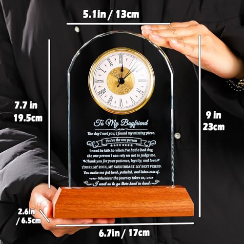 Arikyrist Glass Clock Gifts for Boyfriend on Anniversary Birthday - color: Boyfriend