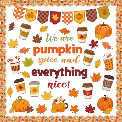 Containlol Fall Bulletin Board Decorations Pumpkin Spice Classroom Cutouts - color: Yellow, style: Coffee Cup
