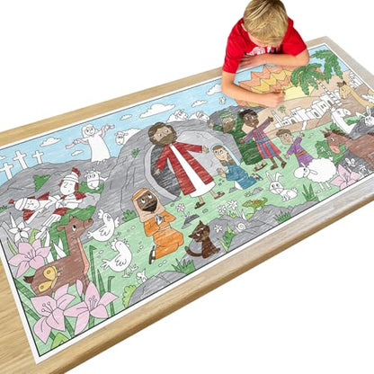 Large Coloring Poster Easter Resurrection of Jesus Christ 30 x 72 Inches Rolled Ideal for Parties and Family Gatherings Ages 4 and Up - color: Easter