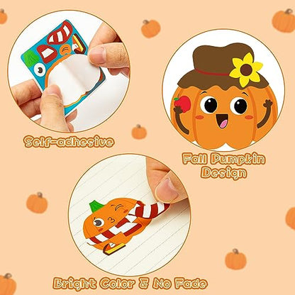 Haooryx Fall Pumpkin Stickers Roll, 300 Pcs Make Your Own Halloween Pumpkin - style: Halloween pumpkin 1Roll