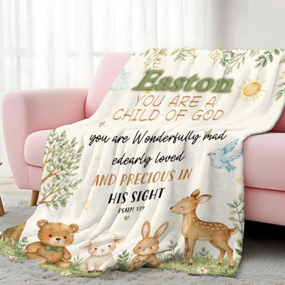 Personalized Baby Blankets with Name Christian Gift for Baby - color: Color a