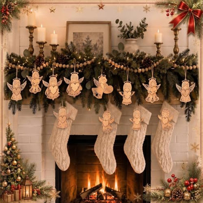 Halloscume 36 Pcs Christmas Wooden Angel Ornaments, Vintage, Elegant - style: Elegant