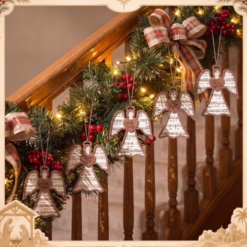 Shellwei 24 Pcs Christmas Wooden Nativity Ornaments Set Bulk Gift - style: Mom Angel