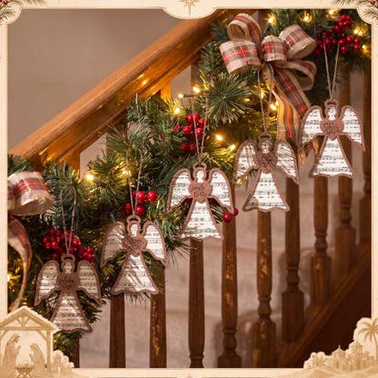 Shellwei 24 Pcs Christmas Wooden Nativity Ornaments Set Bulk Gift - style: Mom Angel