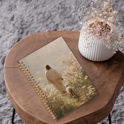 Christian Jesus and Lamb Spiral Notebook Journal, The Lost Lamb Religious Spiral Notebook Journal for Note Taking, Christian Faith Based Gifts, 5.5x8.3 Inch - color: Christian Jesus and Lamb