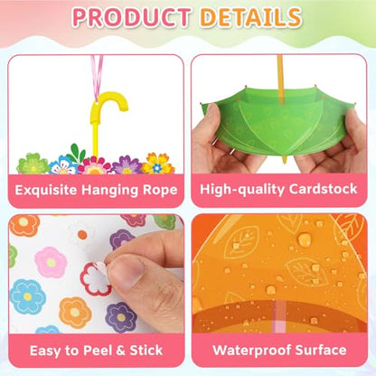 PAIVSUN 24Pcs Spring Crafts Kits Make You Own Umbrella Paper Ornament - style: Spring Umbrella